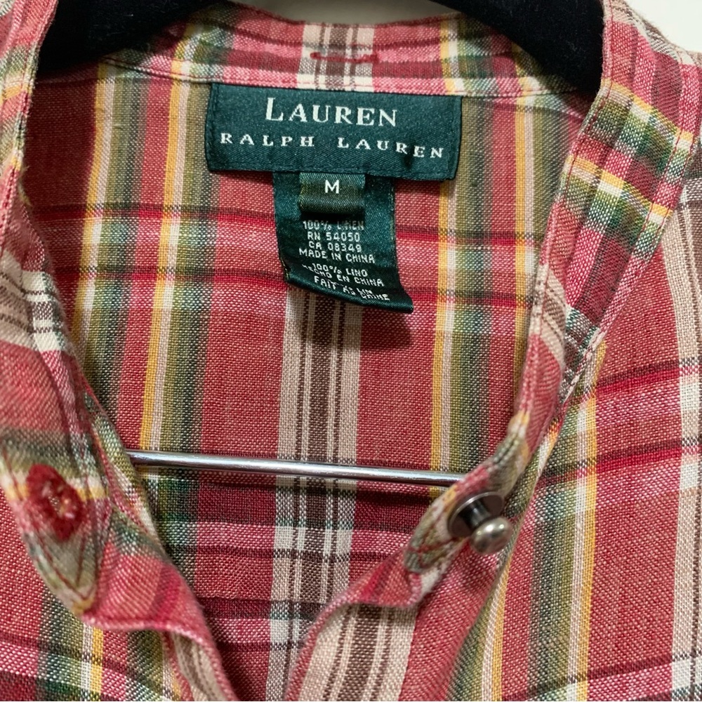 Lauren Ralph Lauren Linen woman shirt MEDIUM long sleeve or button fold up - Picture 4 of 6